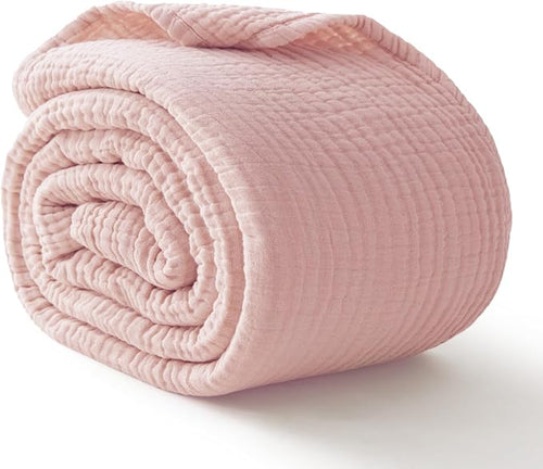 100% Cotton Muslin Blanket Twin 66" x 90", 6 Layers Breathable and Lightweight by Kozyhvn