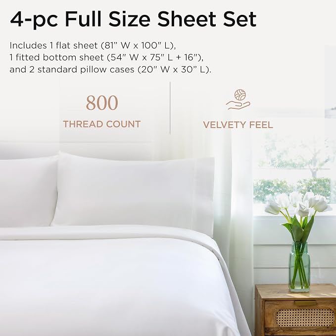 Threadmill Luxury 800 Thread Count Full Size 100% Cotton Sheets - Image 2