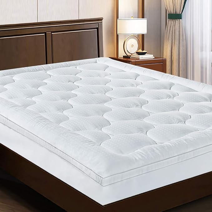 EASELAND Full Size Mattress Topper Pillow Top Mattress Cover Quilted Fitted by EASELAND