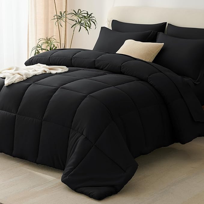 CozyLux California King Comforter Set Black by CozyLux