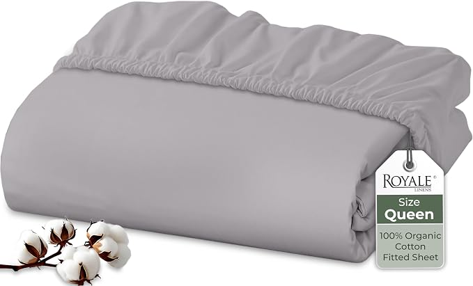 Royale Linens 100% Organic Cotton Fitted Sheet by ROYALELINENS