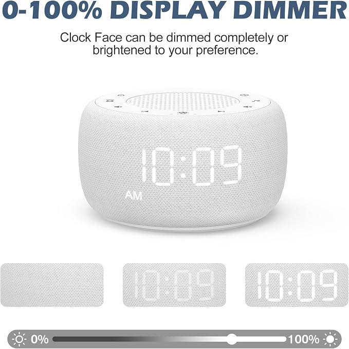 Buffbee Sound Machine & Alarm Clock 2-in-1, 0-100% Clock Face Brightness - Image 4