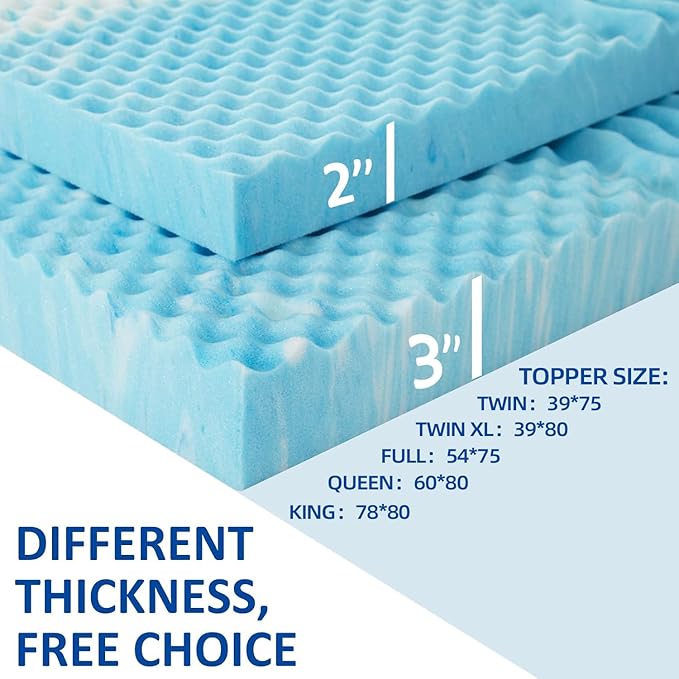 SINWEEK 2 Inch Mattress Topper 5-Zone Memory Foam Mattress Topper Pressure - Image 7