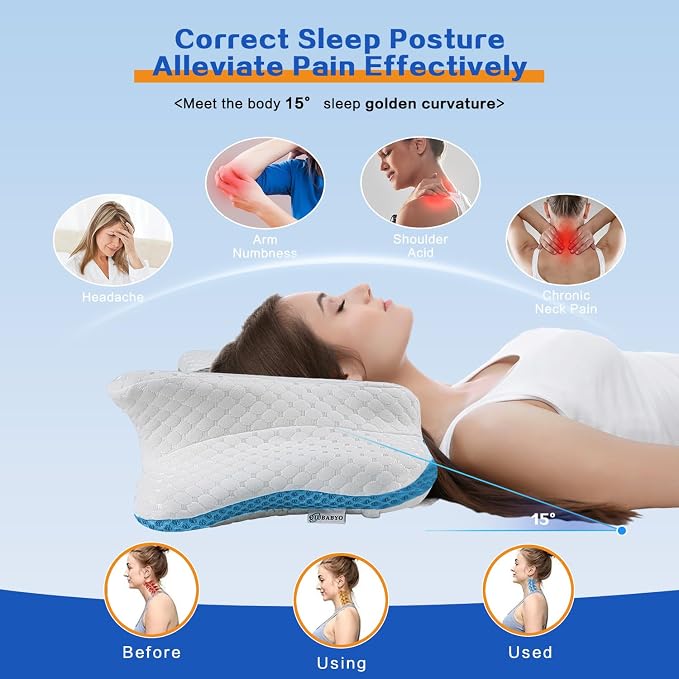 Pain Relief Cervical Pillow for Neck Support, Adjustable Ergonomic Pillow Cozy - Image 5
