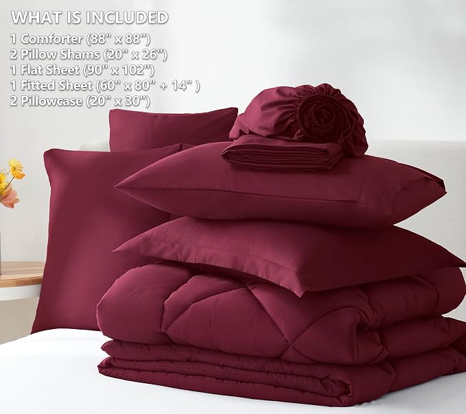 CozyLux Queen Comforter Set Burgundy - Image 6