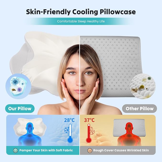 DUMOS Cervical Pillow for Neck and Shoulder, Contour Memory Foam Pillow - Image 3