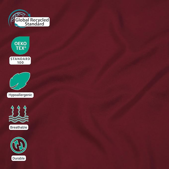 ZPECC Queen Flat Sheet Only 1 Pack, Durable Burgundy Top Bed Sheets - Image 2