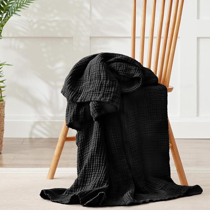 100% Cotton Muslin Blanket Twin 66" x 90", 6 Layers Breathable and Lightweight - Image 3