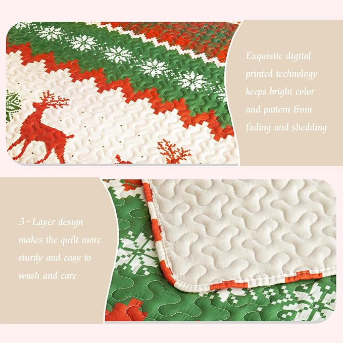 Whale Flotilla Christmas Quilt King Size, Soft Boho Floral Bedspreads - Image 6