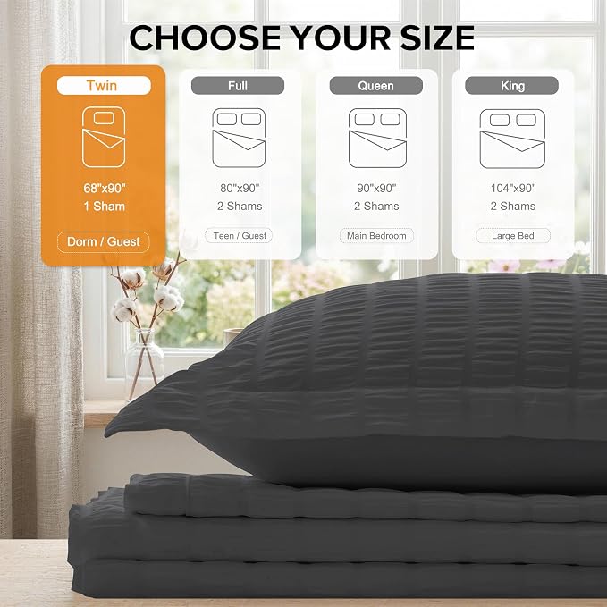Cozyide Dark Grey Twin Duvet Cover, 2 Pieces Bedding Duvet Covers, Soft - Image 3