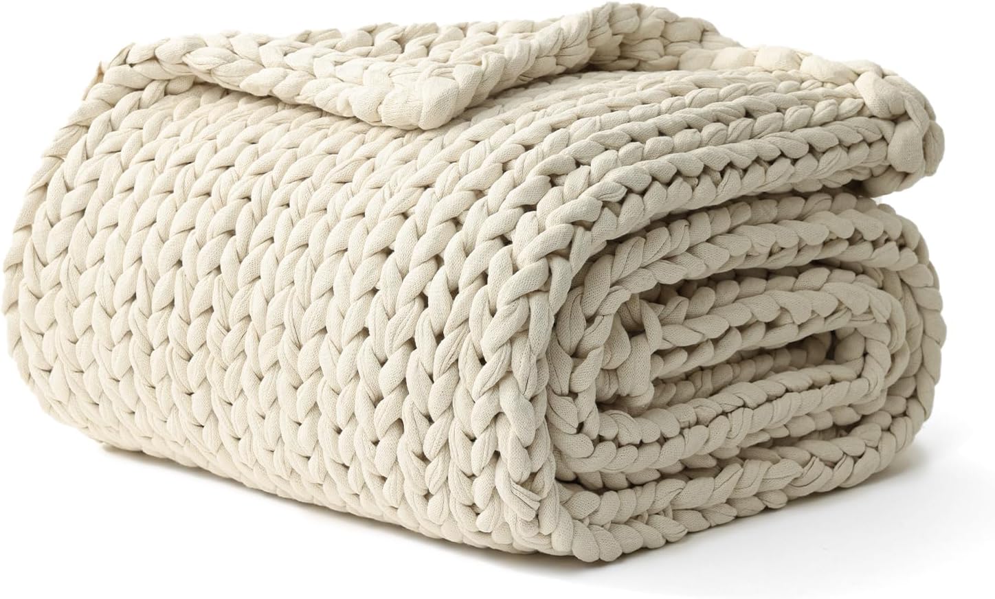 YnM Cotton Weighted Blanket, Handmade Chunky Knitted Design, Soft and Cozy by YNM