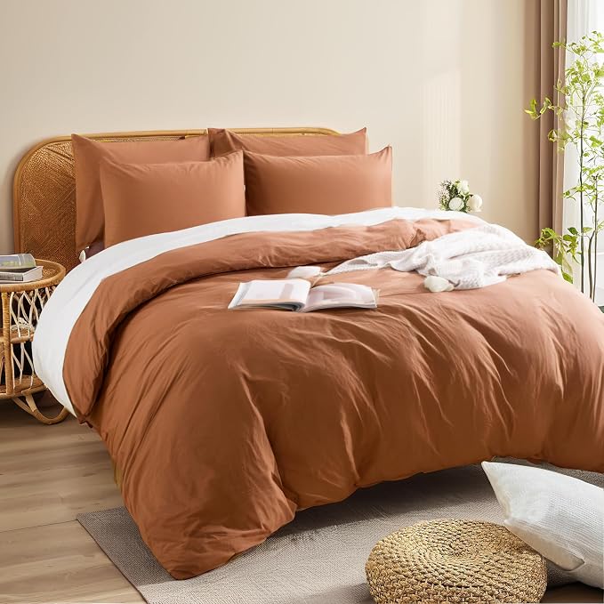 NEXHOME PRO Duvet Cover Set 100% Washed Cotton Oversized King 120"x98" Linen - Image 4