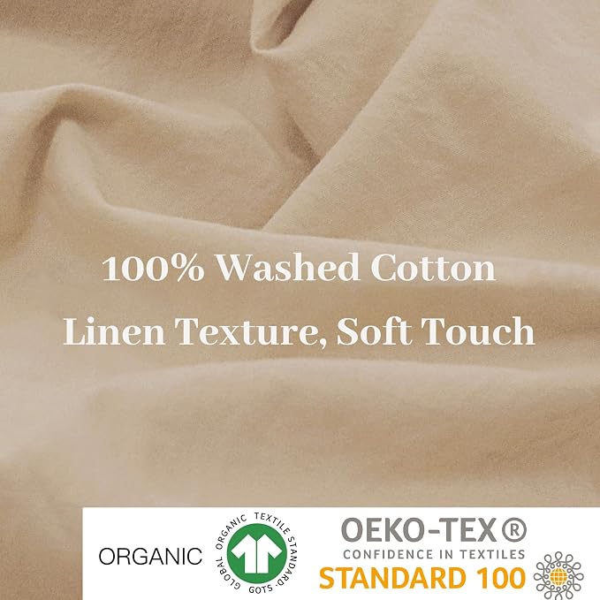 NEXHOME PRO 100% Washed Cotton Duvet Cover Super King 108"x98" Linen Look - Image 7