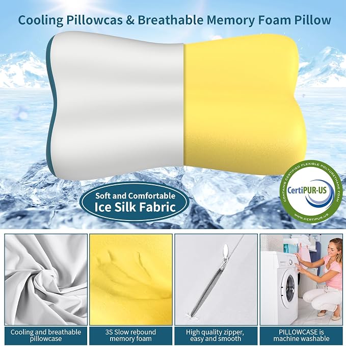 Cervical Neck Pillow for Pain Relief, Contour Memory Foam Pillows Ergonomic - Image 6
