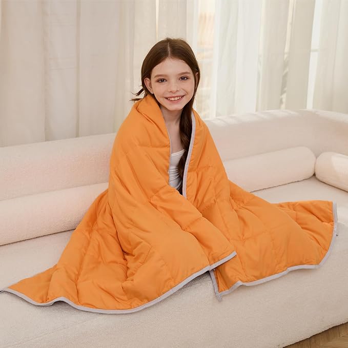 Weighted Blanket 7lbs Twin Size Orange Grey 41"x60" Weighted Blankets Heavy by PRETTY+NIGHT