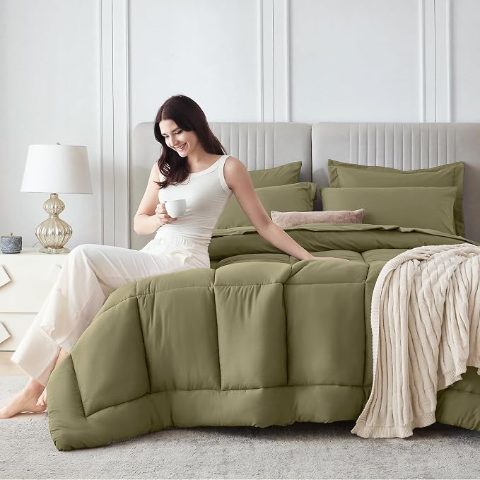 Sasttie California King Comforter Set, 7 Pieces Cal King Bed in a Bag, Complete - Image 9