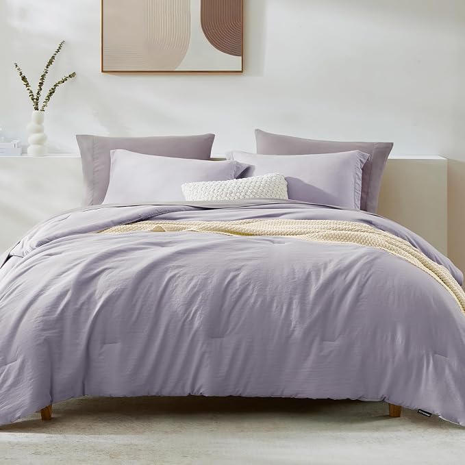 WRENSONGE Full Size Comforter Set- 7 Pieces Lilac Bed in a Bag Full Size - Image 3