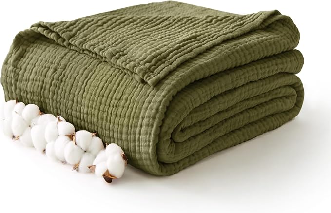 100% Cotton Muslin Blanket 40" x 40", Breathable and Lightweight Cotton Throw by Kozyhvn