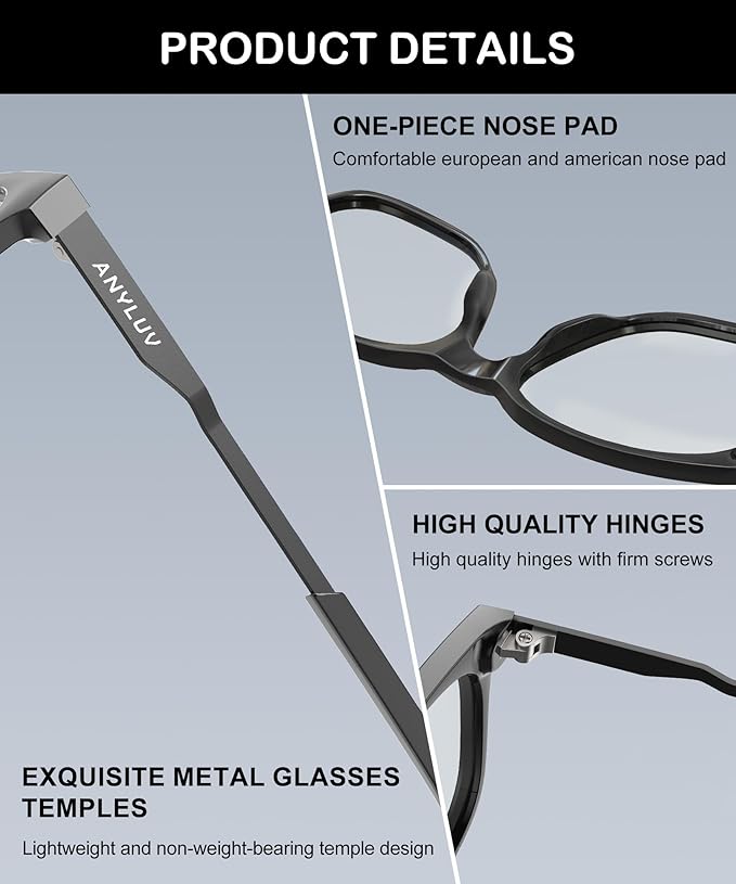 ANYLUV Blue Light Glasses for Men, Lightweight Computer Gaming Glasses - Image 3