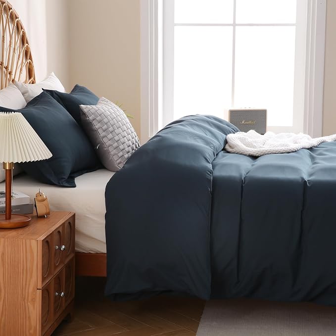JSD Navy Blue Duvet Cover Set Twin Size, 2 Piece Microfiber Kids Duvet Cover - Image 7