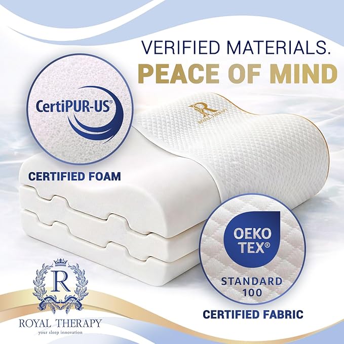 Royal Therapy Travel Memory Foam Pillow 2-Pack, Neck Pillow Bamboo Adjustable - Image 8