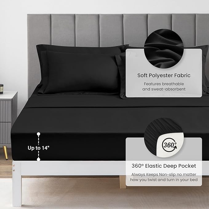 Love's cabin Full Comforter Set Black, 7 Pieces Full Bed in a Bag, All Season - Image 6