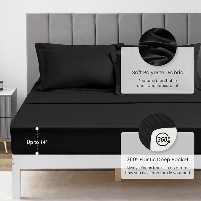 Love's cabin Oversized Queen Comforter Set Black, 7 Pieces Bed in a Bag - Image 6