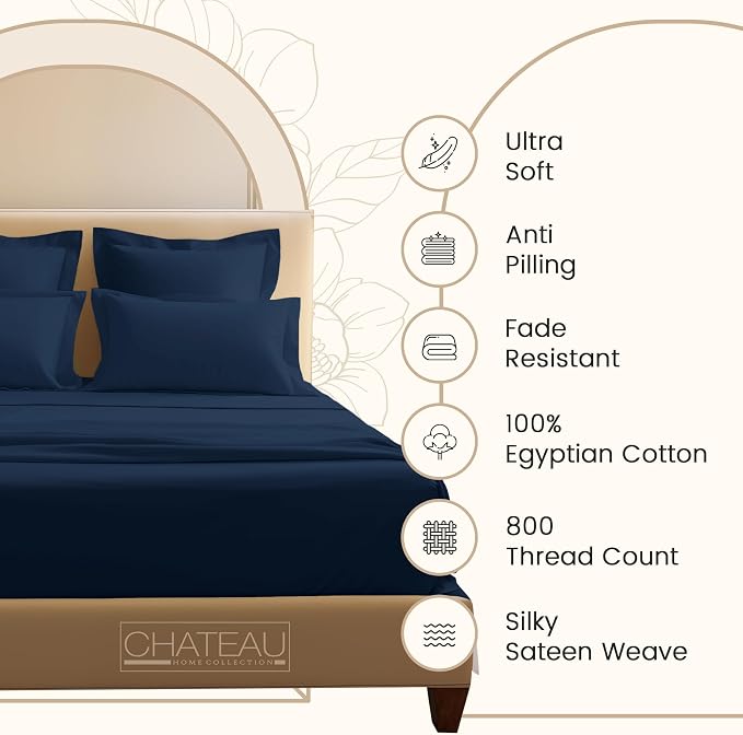 800 Thread Count 100% Egyptian Cotton XL 3PC Sateen Weave Twin Sheets Set - Image 4