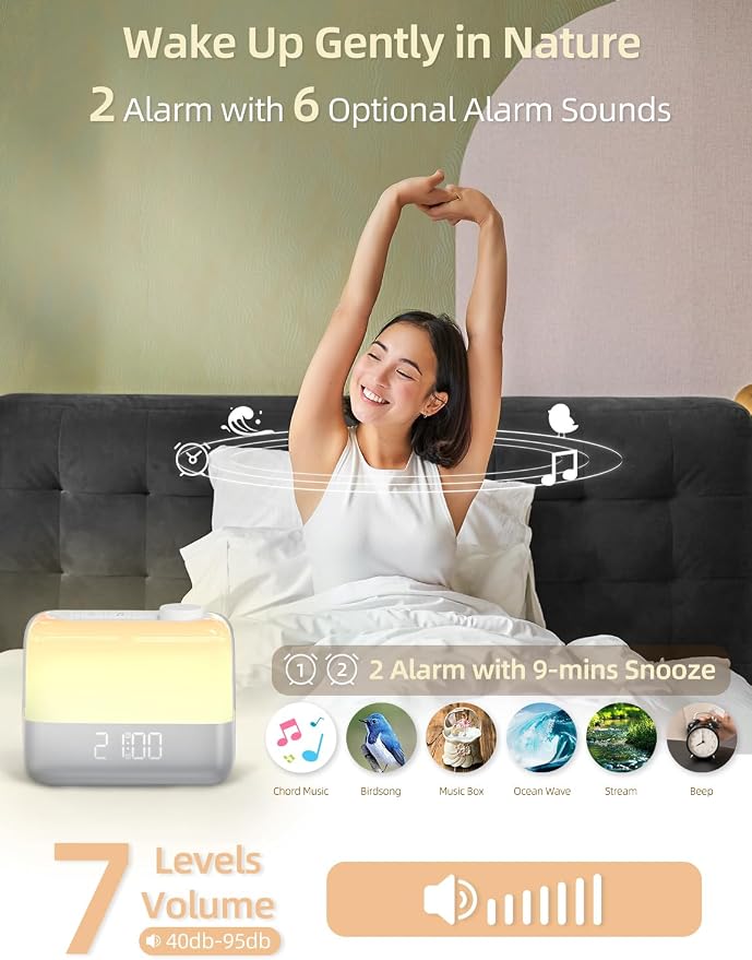 Sunrise Digital Alarm Clock for Bedroom: Wake-up Light, RGB Ambient Night Light - Image 4