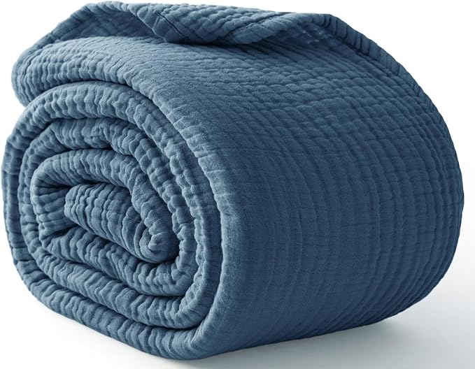 100% Cotton Muslin Blanket California King 120" x 90", 6 Layers Breathable and by Kozyhvn
