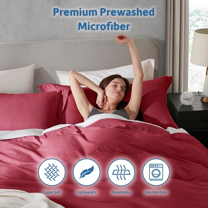 Nestl Burgundy Red Duvet Cover Full Size - Image 6