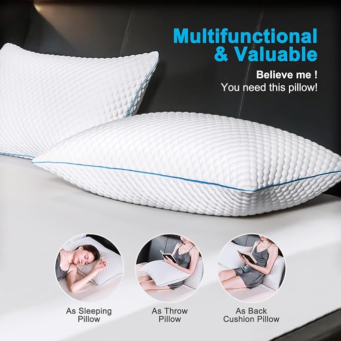 VVZ Cooling Bed Pillows Standard Size Set of 4, Shredded Memory Foam Pillows - Image 7