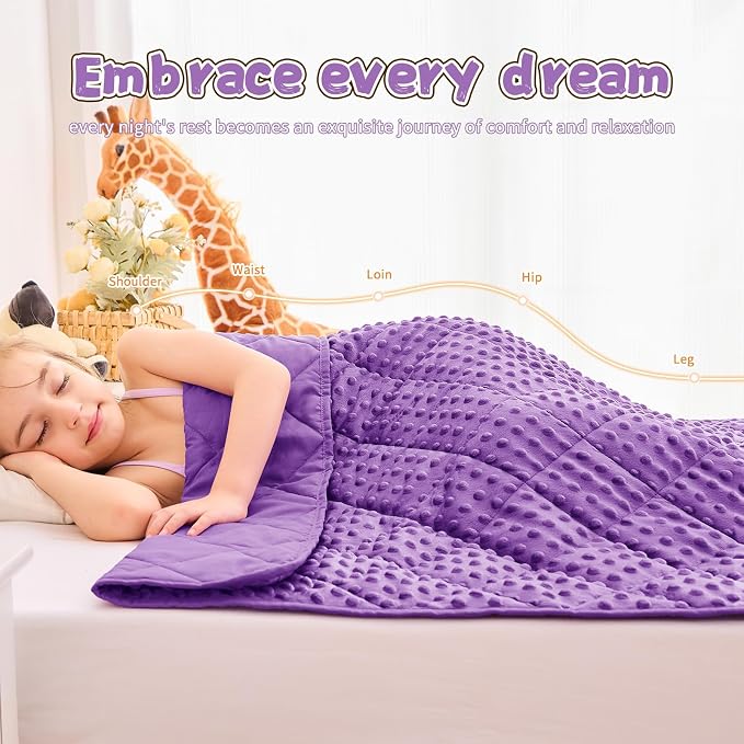 Purple Weighted Blanket Kids 10lbs, Twin Size Breathable Cooling Minky Heavy - Image 4