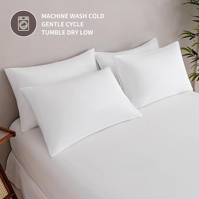 MINIPANDA White Pillow Cases Standard Size Set of 4 - Image 6