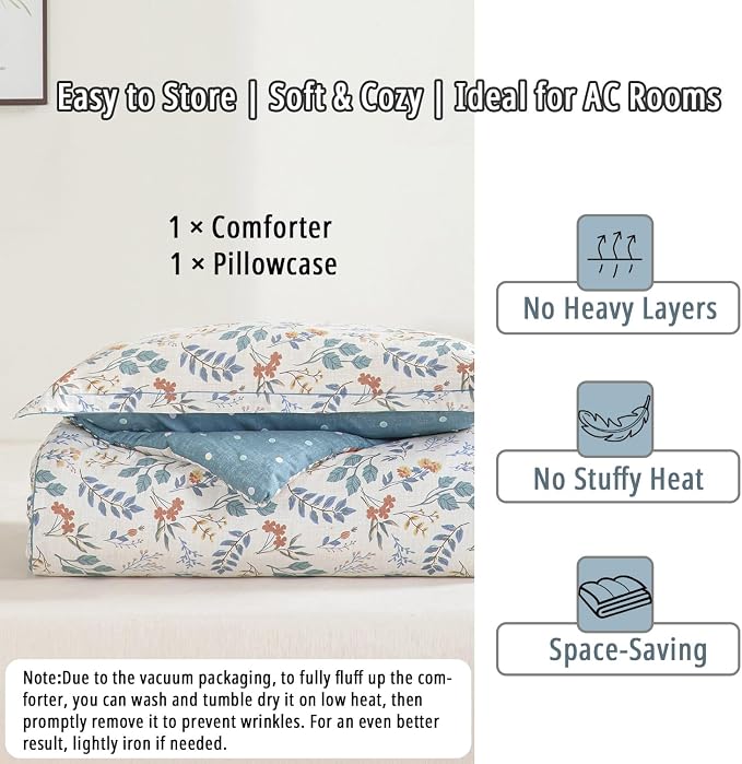 LEMIROE Botanical Cotton Comforter Twin Size - Image 7