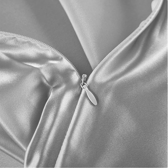 Gray Silk Pillowcase for Women Made in USA, Anti Wrinkle Silk Pillow Cases Queen - Image 3