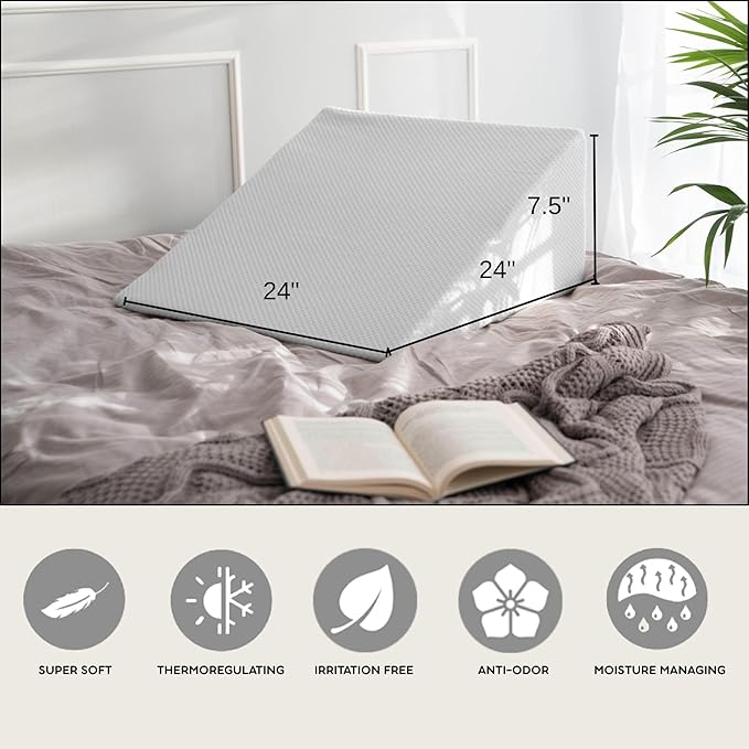 Bamboo Viscose Top Layer Wedge Pillow Case Cover 24" L x 24" W x 7.5" H - Image 4