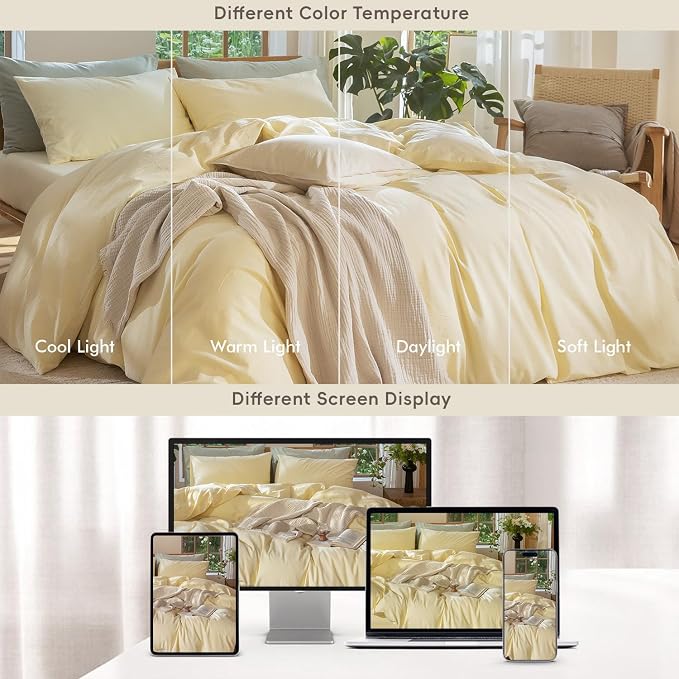 MooMee Bedding Duvet Cover Set 100% Washed Cotton Linen Like Textured - Image 7