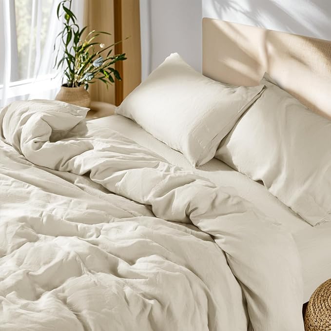 SONORO KATE 100% French Linen Duvet Cover Queen Size, Soft Breathable by SONOROKATE