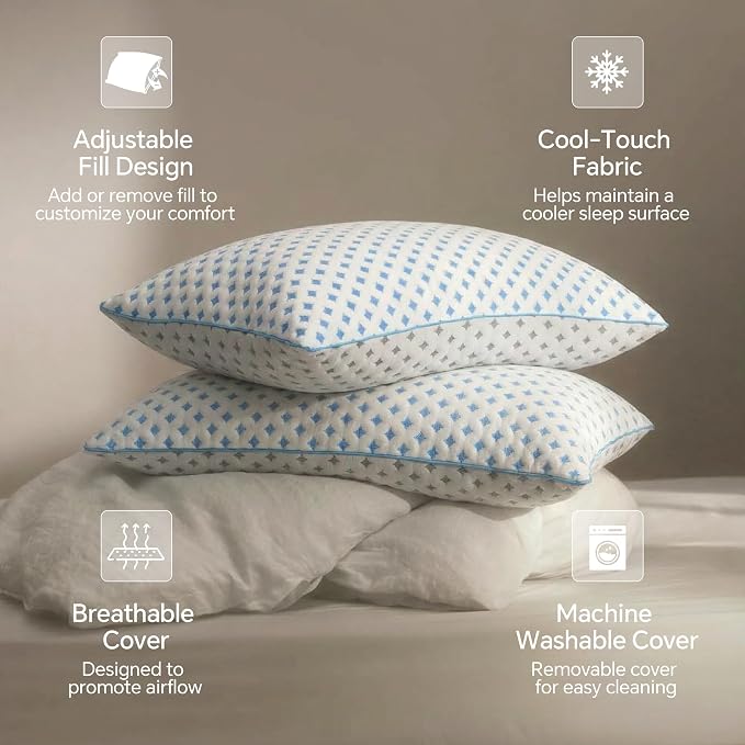 King Size Pillows Set of 2 for Sleeping, Cooling Adjustable Memory Foam Pillows - Image 7