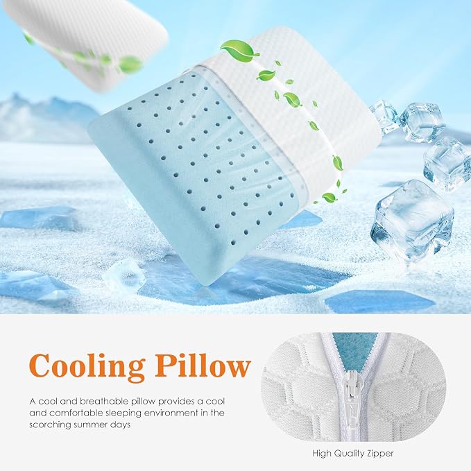 DUMOS Memory Foam Pillows for Sleeping 1 Pack, Bed Pillows for Adults - Image 3