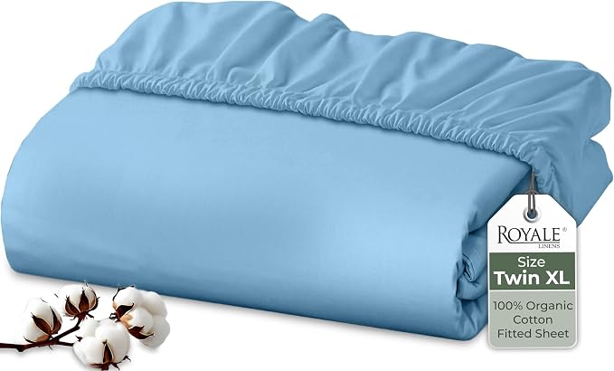 Royale Linens 100% Organic Cotton Fitted Sheet by ROYALELINENS