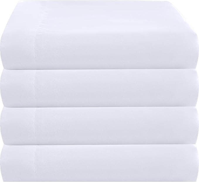 ZPECC Queen Flat Sheet Only 4 Pack, Durable White Top Bed Sheets Hypoallergenic by ZPECC-ABrandThatHasBeenFocusedOnBabyProductsFor18Years