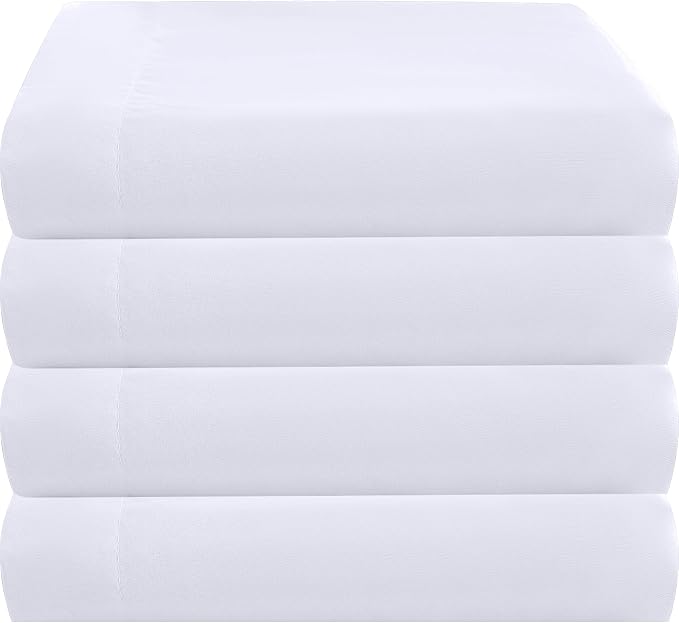 ZPECC King Flat Sheet Only 4 Pack, Durable White Top Bed Sheets Hypoallergenic by ZPECC-ABrandThatHasBeenFocusedOnBabyProductsFor18Years