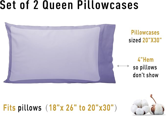 Sunflower Queen Pillowcases Set of 2, 100% Cotton Queen Pillow Cases 2 - Image 8