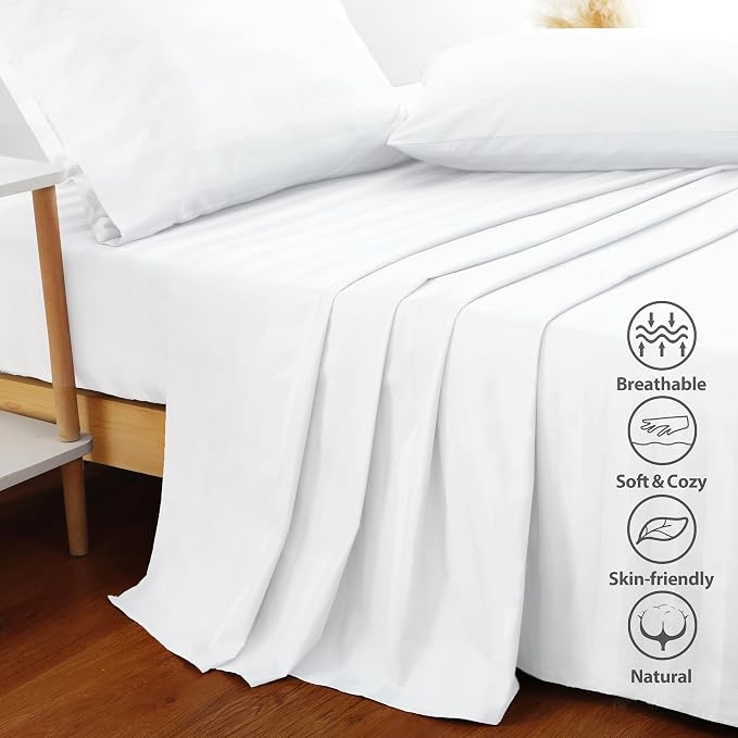Flat Sheet Only 2 Pack, Twin Size 400 Thread Count 100% Egyptian Cotton Flat - Image 3