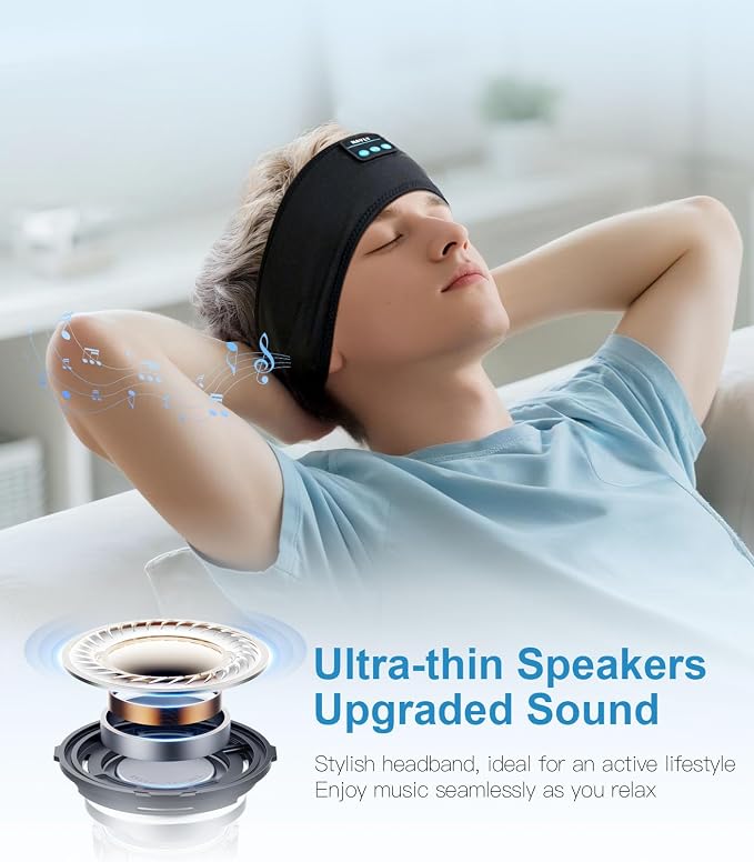 Navly Bluetooth Sports Headband Headphones, 3-in-1 Washable Headband - Image 5