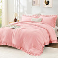 FUANNA King Size Comforter Set Pink, 3 Pieces Ruffle King Bedding Set, Fluffy by FUANNA