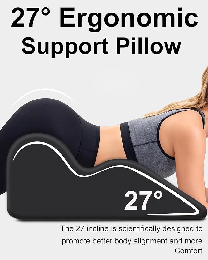 Ergonomic Memory Foam Wedge Pillow, 27° Angled Support - Image 3
