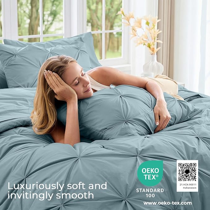 Sasttie Twin XL Comforter Set, 5-Piece Bed in a Bag, Pintuck Bedding Sets - Image 3